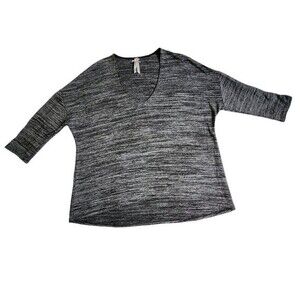 Jo & Co gray 3/4 sleeve hi lo hem top sz L